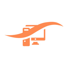 
computer logo vector template can be edited