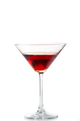 manhattan cocktail in martini glass on white background