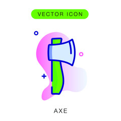 Axe icon flat. Illustration isolated vector sign symbol. Camping and hiking icons