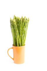 Fresh green asparagus isolated on white background    