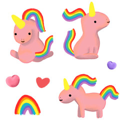 rainbow unicorn set rainbow of the hearts pink pony