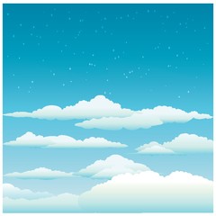A blue sky with clouds illustration.