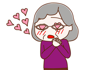 ハートの目になってうっとりしている高齢の女性
