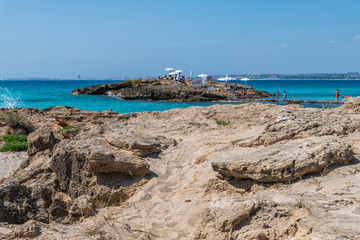 Golden beaches and clear sea. Magic of Salento. Punta della Suina. Puglia, Italy