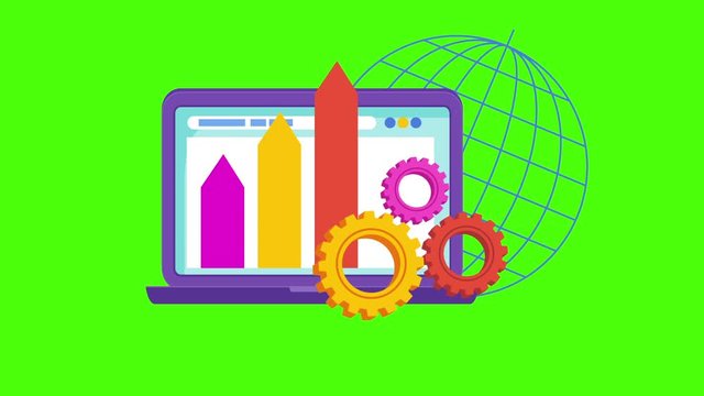 Website design icon. Graph on laptop monitor.