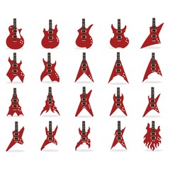 Fototapeta na wymiar different types of electric guitars
