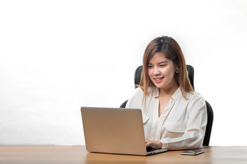 Woman using laptop computer. Online shopping concept. Close up.