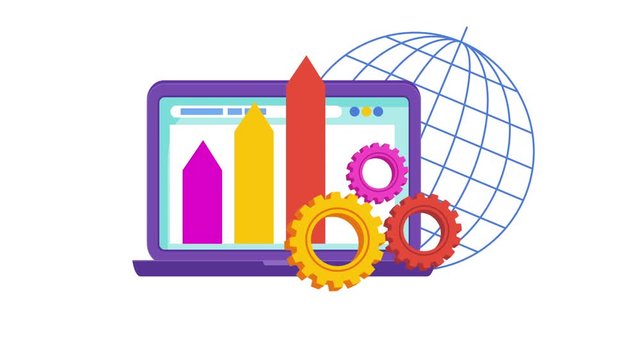 Website design icon. Graph on laptop monitor.
