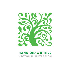 Tree. Tree abstract logo. Hand drawn tree abstract vector illustration. Part of set.