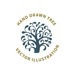 Tree. Tree abstract logo. Hand drawn tree abstract vector illustration. Part of set.