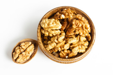 fresh and organic walnuts on plate