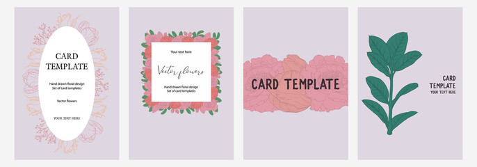 Naklejka premium Set of hand drawn cards for design. Vector botanical design