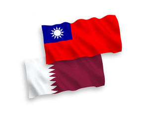 Flags of Qatar and Taiwan on a white background