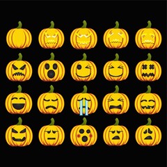 collection of pumpkin with various expressions