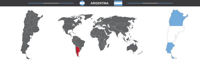 Fototapeta na wymiar vector map flag of Argentina isolated on white background