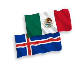 Flags of Mexico and Iceland on a white background