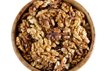 fresh and organic walnuts on plate