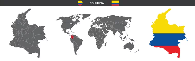 Fototapeten vector map flag of Columbia isolated on white background © agrus