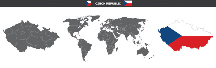 vector map flag of Czech Republic isolated on white background