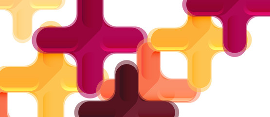 Glossy multicolored plastic style cross composition, x shape design, techno geometric modern abstract background. Trendy abstract layout template