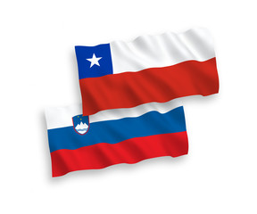 Flags of Slovenia and Chile on a white background