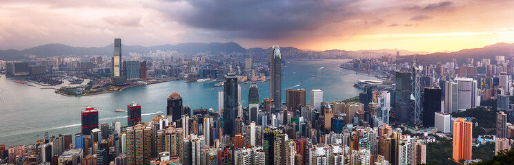 Hong Kong cityscape panorama from Victoria peak, China - Asia