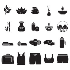 silhouette of exercise and zen icon set