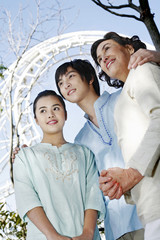 Woman with her son and daughter