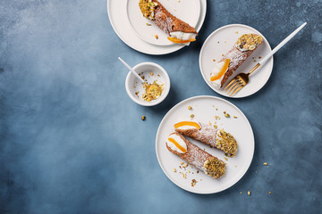 Traditional italian dessert cannoli siciliani