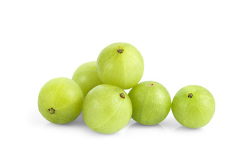 indian gooseberry with leaf isolated on white background
