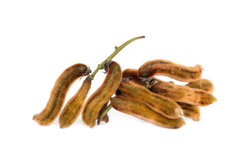 mucuna pruriens or velvet bean isolated on white background, tropical herbs
