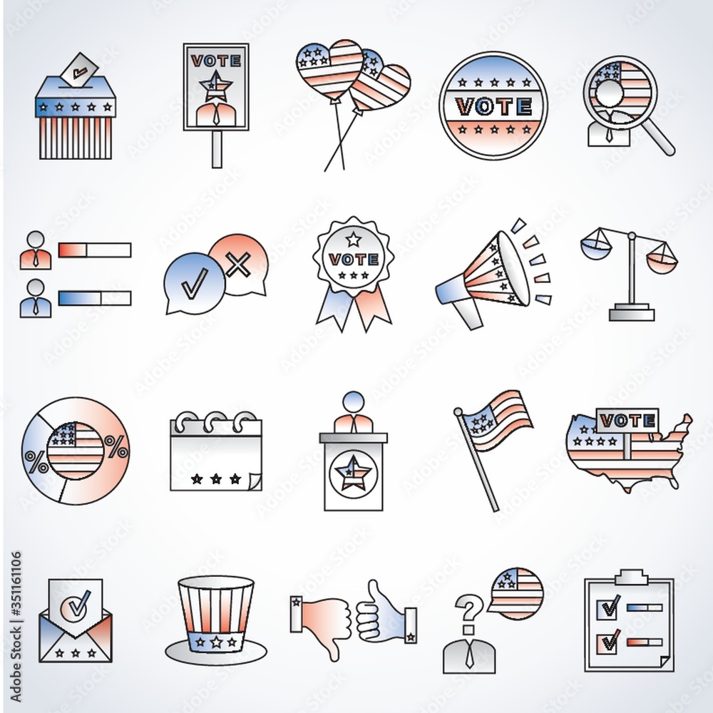 Sticker set of election icons