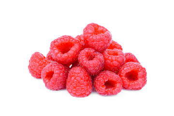 pile of fresh raspberry isolated on white background