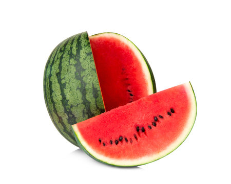 watermelon with slices isolated on white background