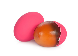 century egg or preserved duck eggs isolated on white background