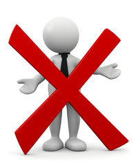 3d man with error symbol