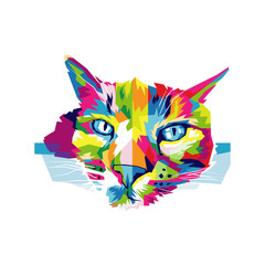 Obraz premium Lazy cat colorful vector illustration