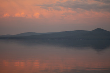 Fototapeta premium Early morning on the lake Turgoyak , Russia
