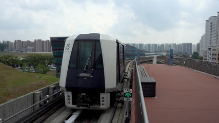 Futuristic Automatic Driverless Train Driving on Elevated Tracks in City of Singapore