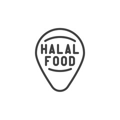 Halal food sticker line icon. linear style sign for mobile concept and web design. Halal label outline vector icon. Symbol, logo illustration. Vector graphics