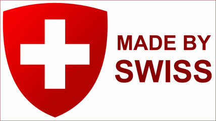 National Emblem of Switzerland. Quality mark - Made in Switzerland. Vector illustration.