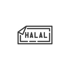 Halal logo line icon. linear style sign for mobile concept and web design. Halal label outline vector icon. Symbol, logo illustration. Vector graphics