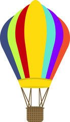 Detailed Hand Drawn Flat Illustration of a Colorful Hot Air Balloon