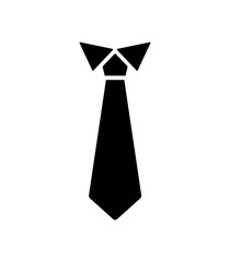 Tie icon. Black tie with black shirt collar. Flat. Vector