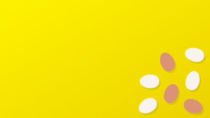 Eggs on yellow background. Vector background