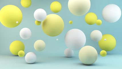 yellow spheres on blue background