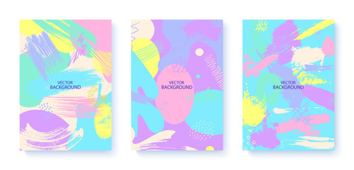 Set of creative abstract cards. Projects for print, wedding, anniversary, birthday, Valentines day, party invitations, cards, posters. Vector illustration.