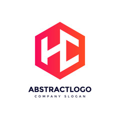 Letter HC Logo Design, H C Unique Minimal Style colorful Icon, Text HC template elements, H C Modern Intro