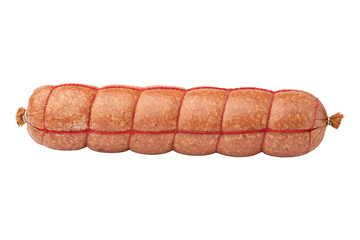 Whole salami sausage isolated on white background. Ready for menu, for catalog