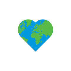 Heart shaped globe icon. Vector Illustration